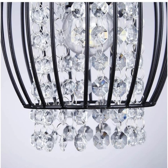 Modern Industrial Crystal Ceiling Pendant Hanging Light E26 Adjustable Height - Picture 2 of 6